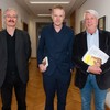 Wolf Haas - Pianist Stephan König, Autor Wolf Haas und Moderator Michael Hametner kurz vor Beginn der Aufzeichnung des Lese-Cafés von Figaro.