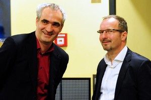 Michael John und Stefan Schwarz im März 2011 bei der Frühlingslese im Gewerkschaftshaus. Foto: Holger John