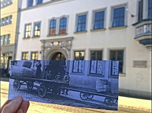 Foto: Kathleen Kröger, Stadtarchiv Erfurt (Das Foto aus der Zeit des 1. Weltkrieges zeigt das heutige Kultur: Haus Dacheröden am Anger 37 als Firmensitz der Familie Lucius.)